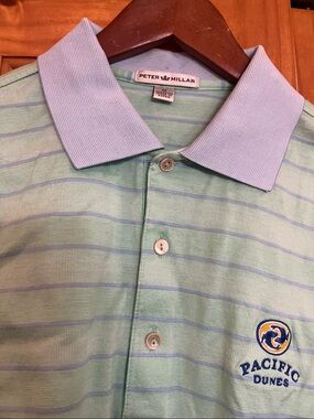 MEN POLO MEDIUM Peter Millar Pacific Dune Green & blue short sleeve 1078